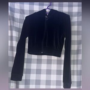 Chic Black Velvet Women's Hoodie